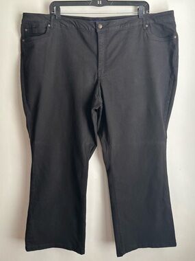 Denim 24/7 Black Straight Leg Jeans Petite 30W Stretch High Rise Classic